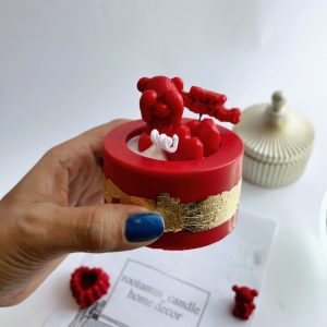 شمع فانوسی تدی و قلب قرمز ولنتاینی