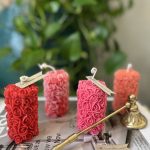 شمع استوانه ای  گل برجسته