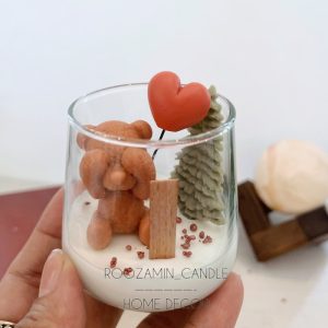 شمع طرح تدی خجالتی شیشه ای
