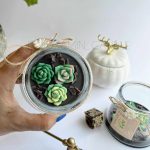 شمع شیشه ای طرح کاکتوسی